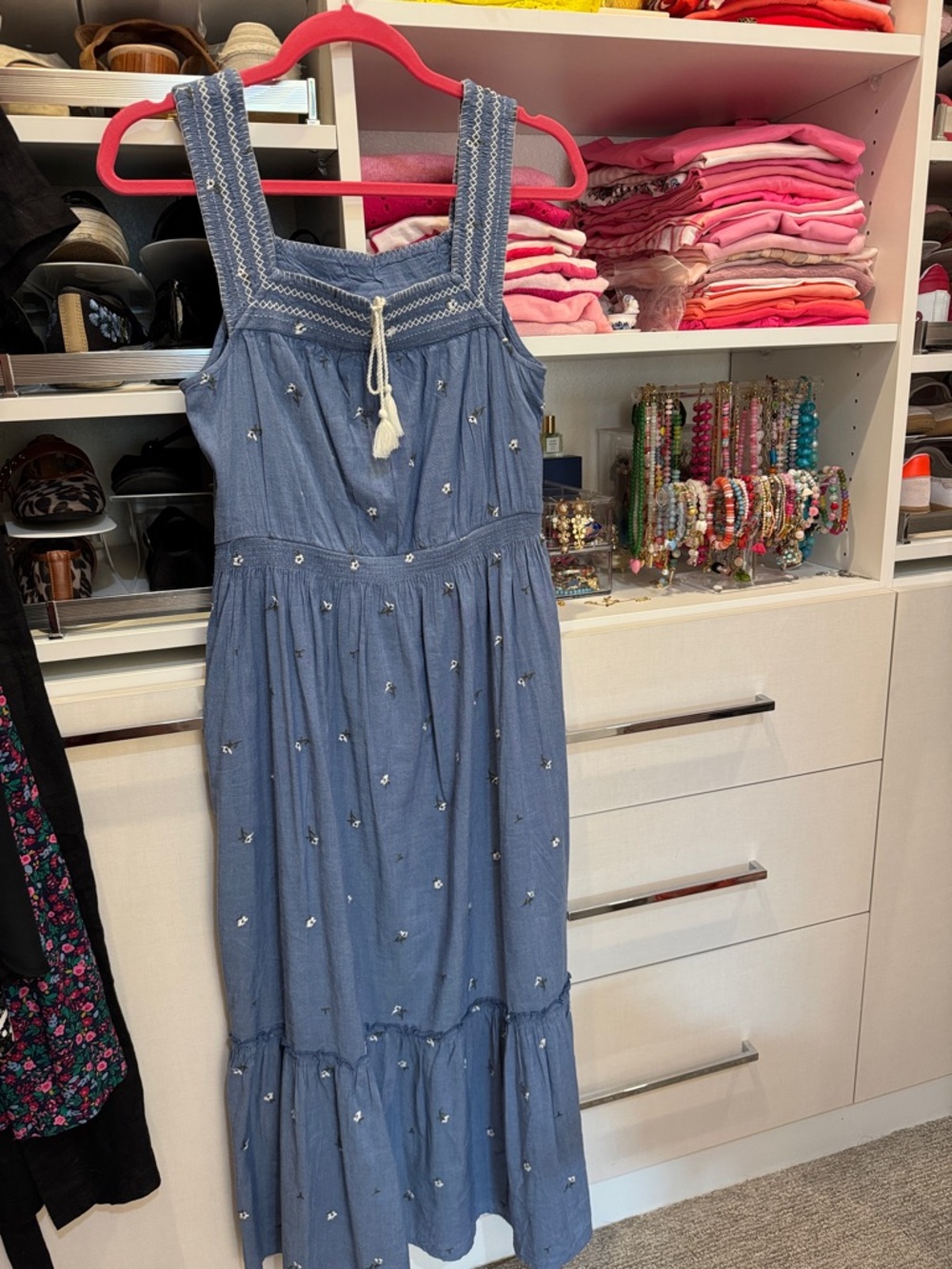 Old Navy Blue Embroidered Maxi Dress